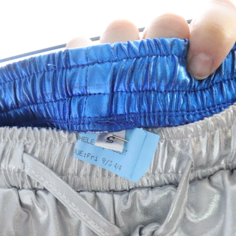 Metallic Dolphin Shorts Small Blue Silver Womens 2 Pack Rave Festival